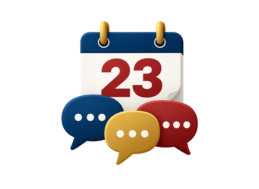 Calendar marked 23 with conversation bubbles representing the U.S. Biathlon Community Town Hall